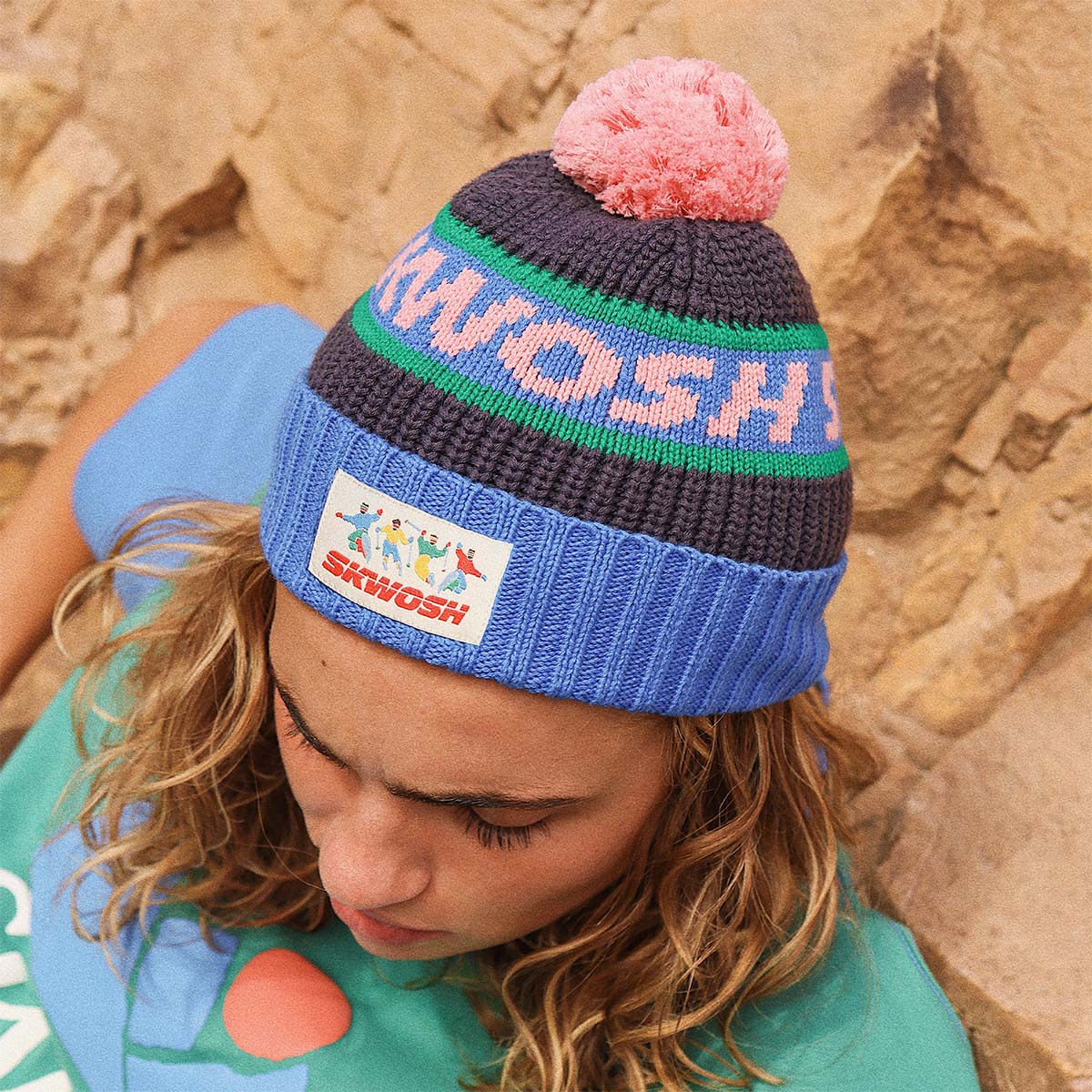 Carbon Pom Pom Beanie