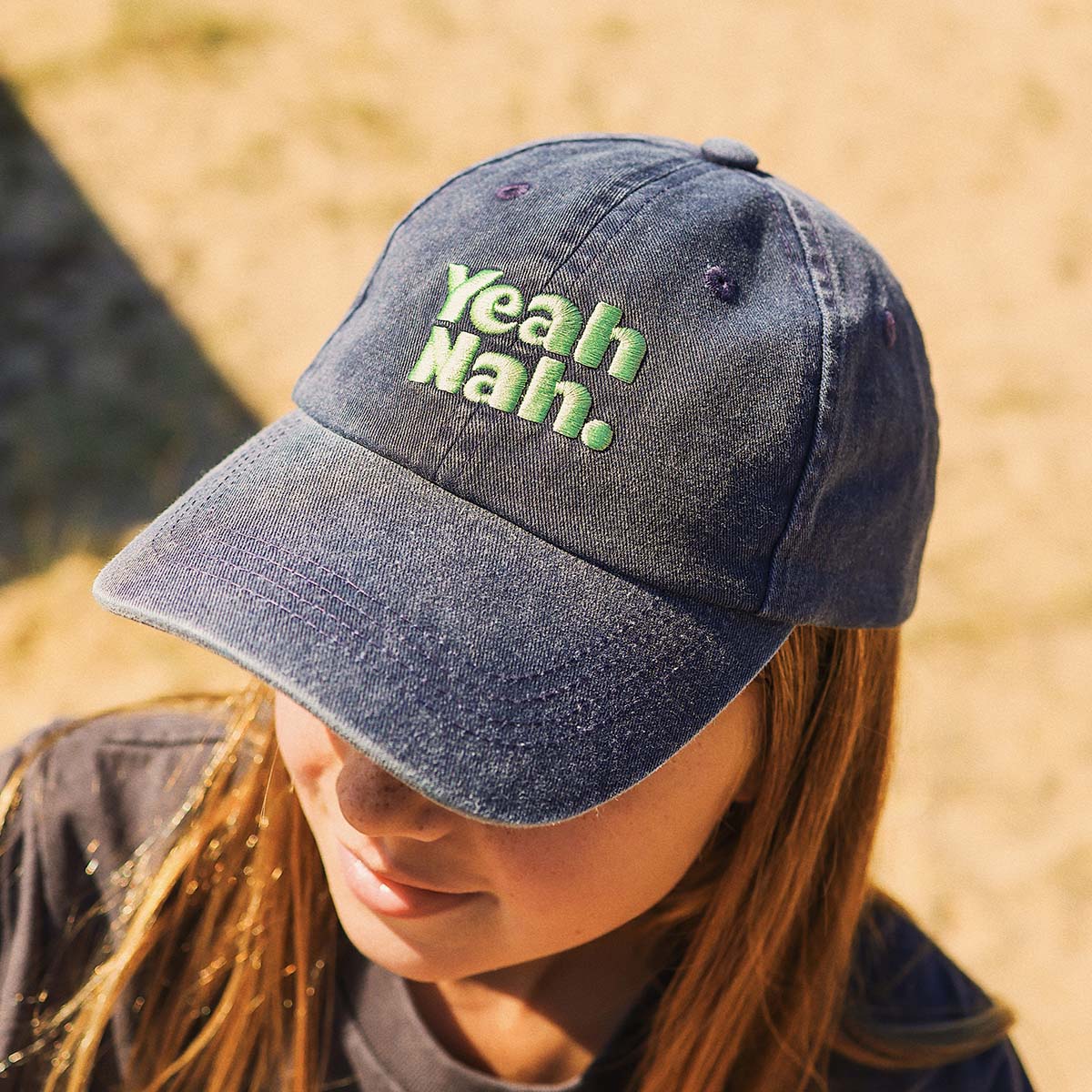 Yeah Nah Kids Cotton Cap in Navy