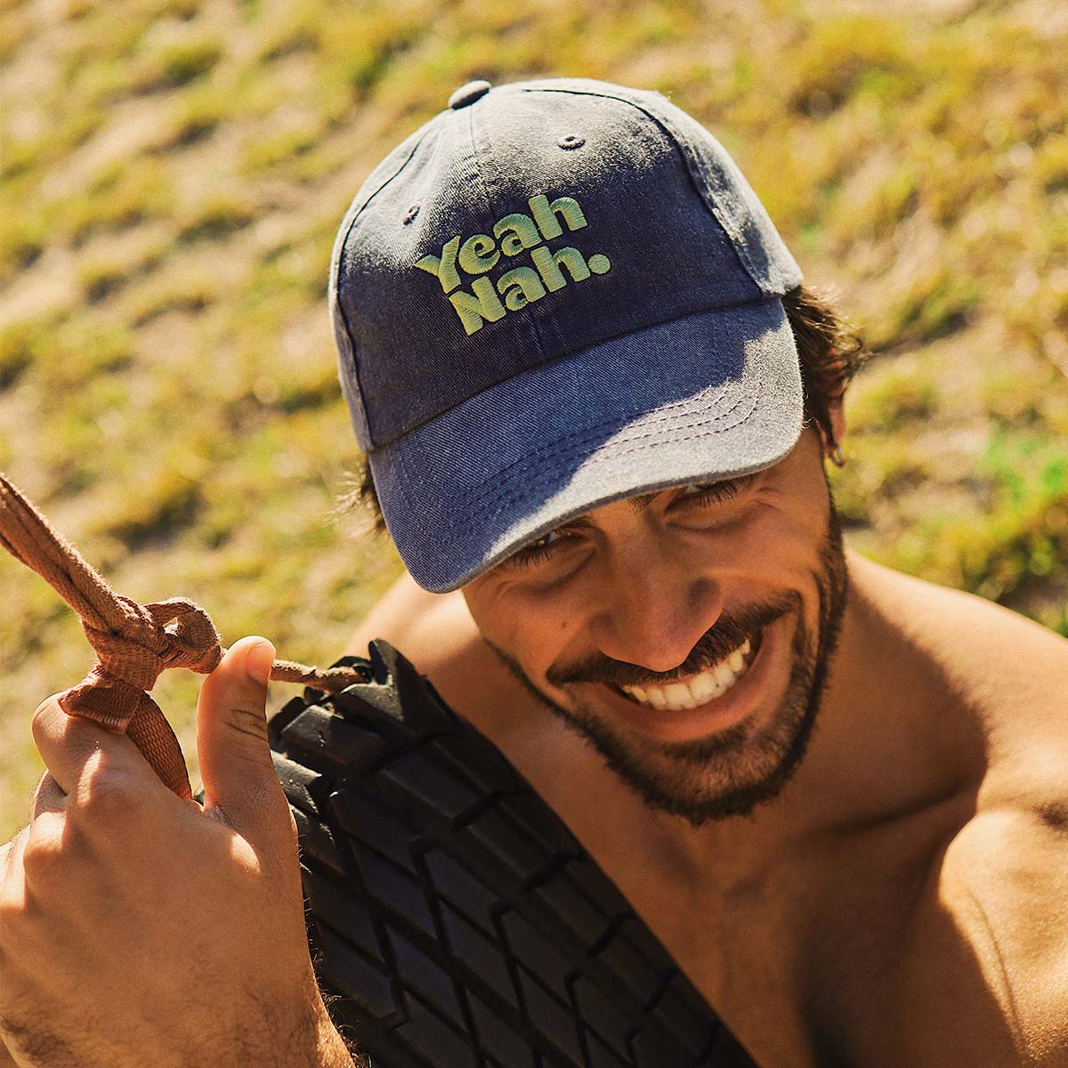 Yeah Nah Cotton Cap in Navy