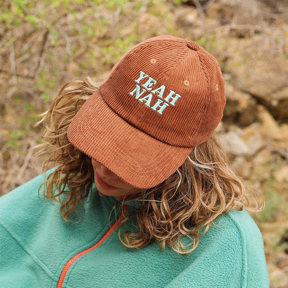 Yeah Nah Cord Cap in Tobacco