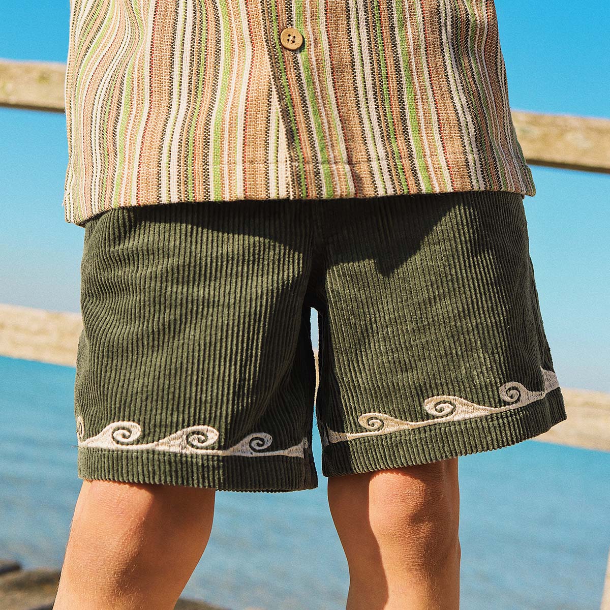 Boys Cord Shorts in Olive