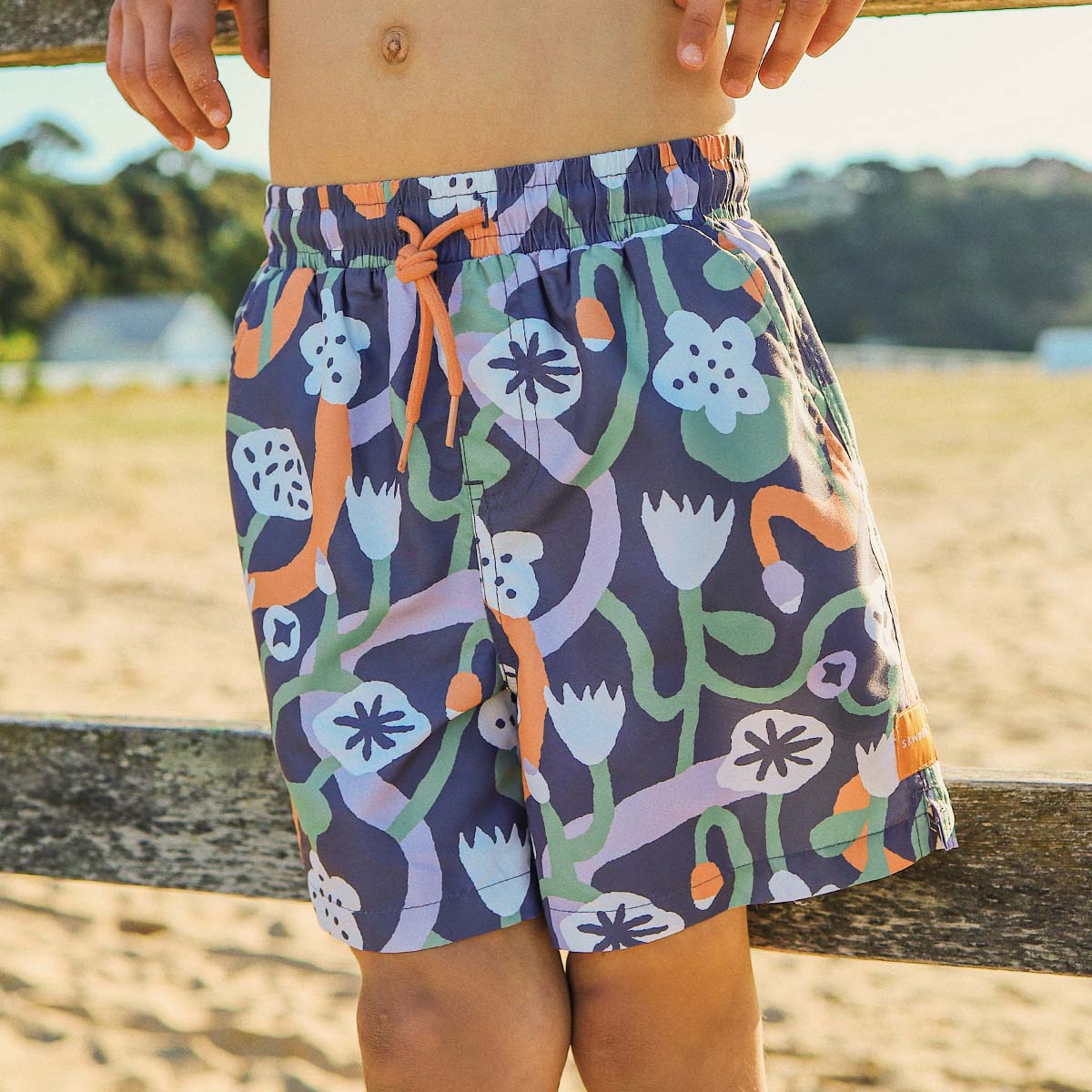 Nan's Backyard Boys Swim Shorts in Navy