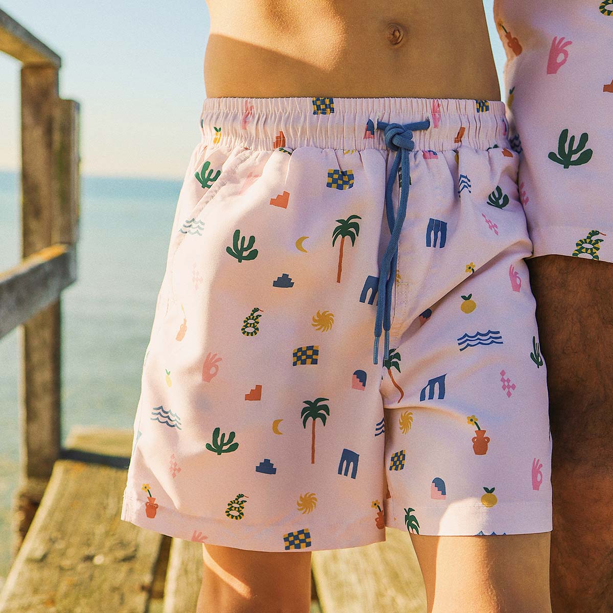 Zesty Zorba Boys Swim Shorts in Ecru