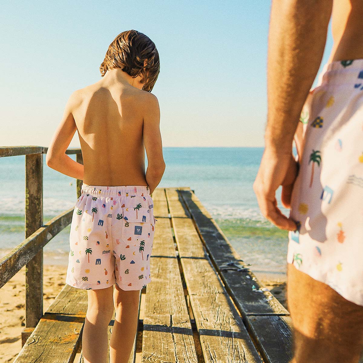 Zesty Zorba Boys Swim Shorts in Ecru