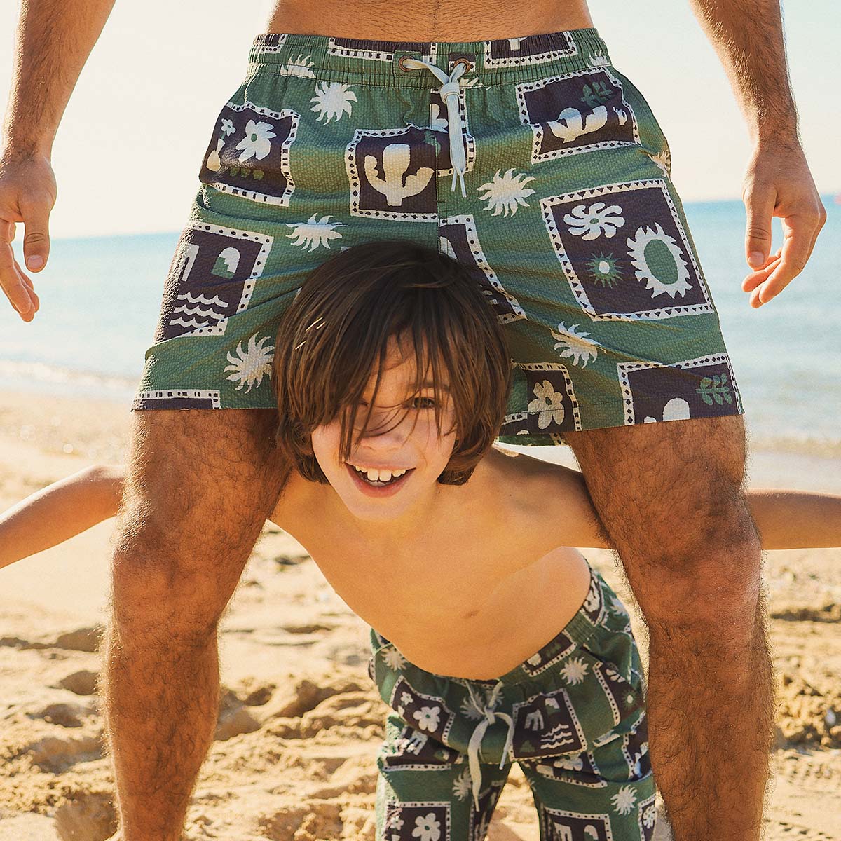 Joshua Tree Boys Seersucker Everyday Day Shorts in Green