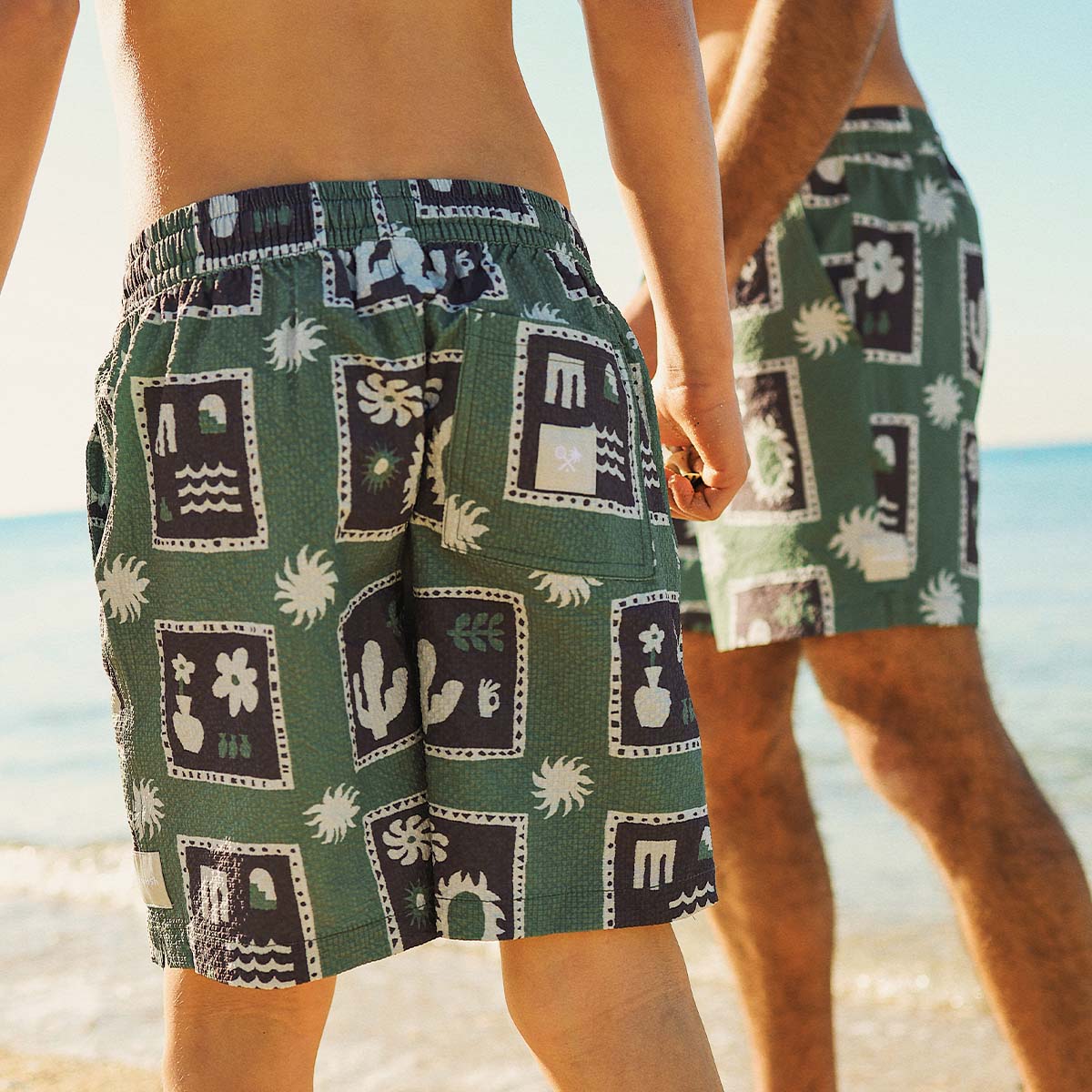 Joshua Tree Boys Seersucker Everyday Day Shorts in Green