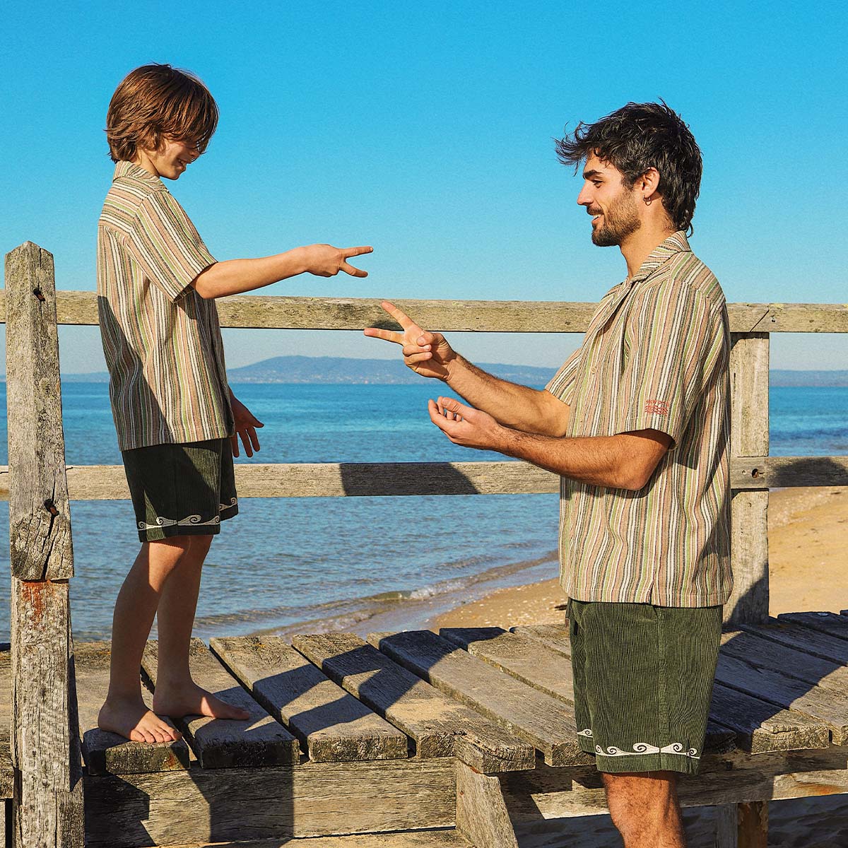 Grandpa's Couch Kids Holiday Shirt in Multi Stripe