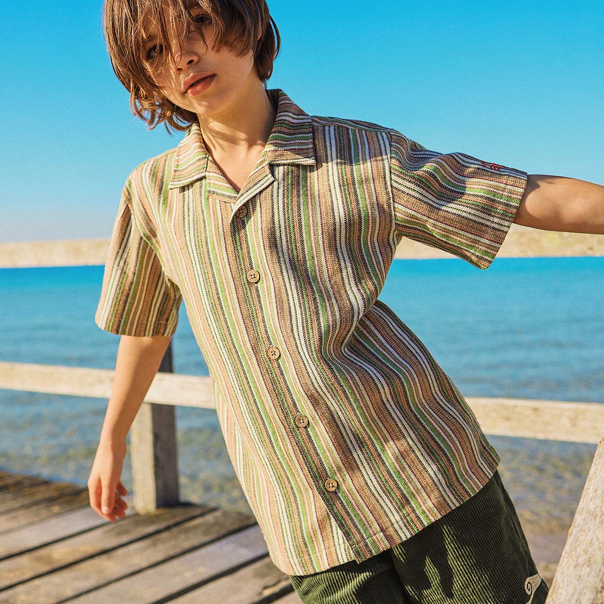 Grandpa's Couch Kids Holiday Shirt in Multi Stripe