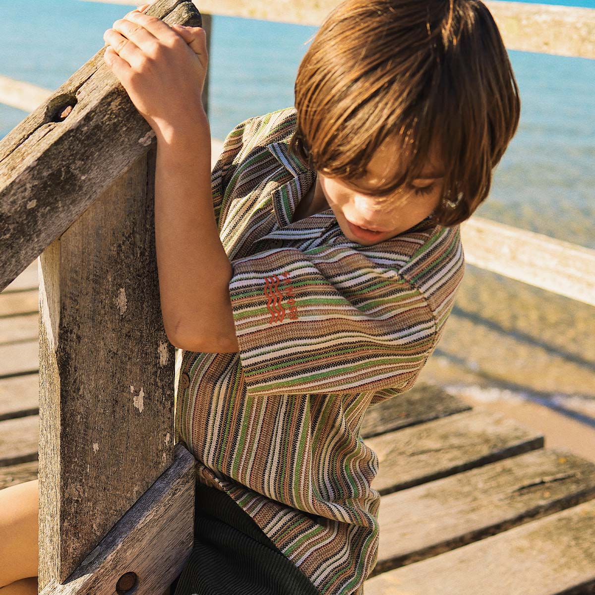 Grandpa's Couch Kids Holiday Shirt in Multi Stripe