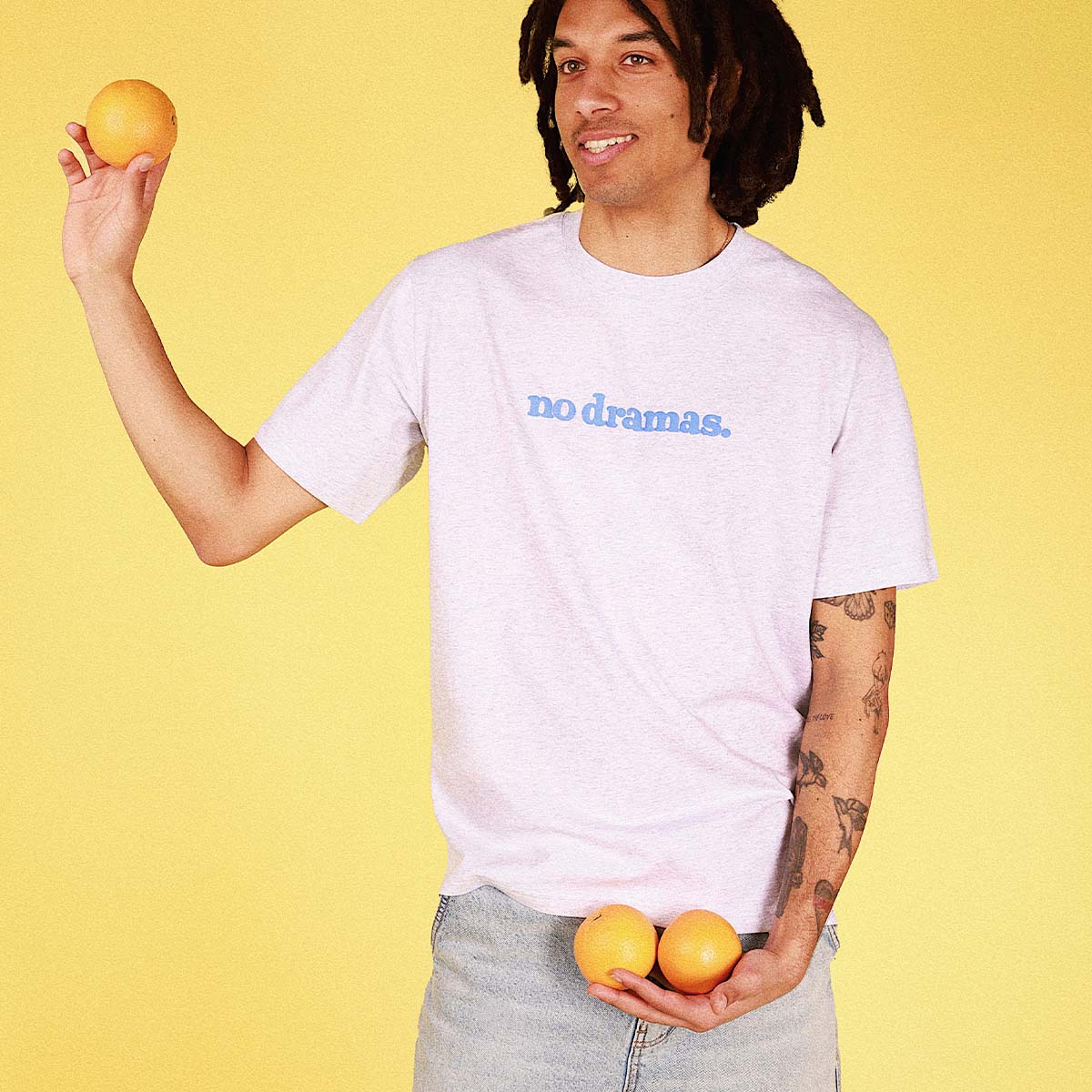 No Dramas Slang Tee in Snow Marl