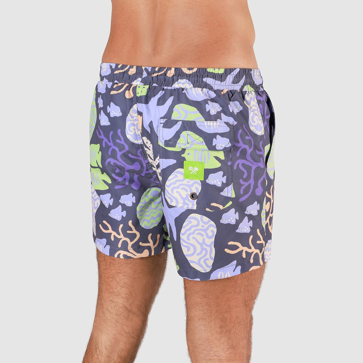 Coral Chaos Mens Swim Shorts in Charcoal