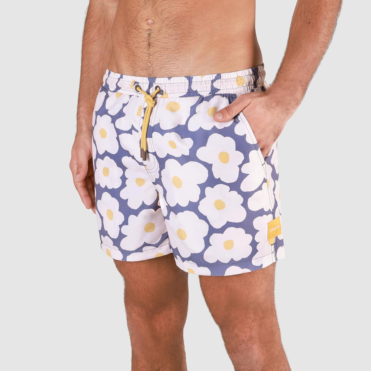 Flower Egg Mens Swim Shorts in Navy