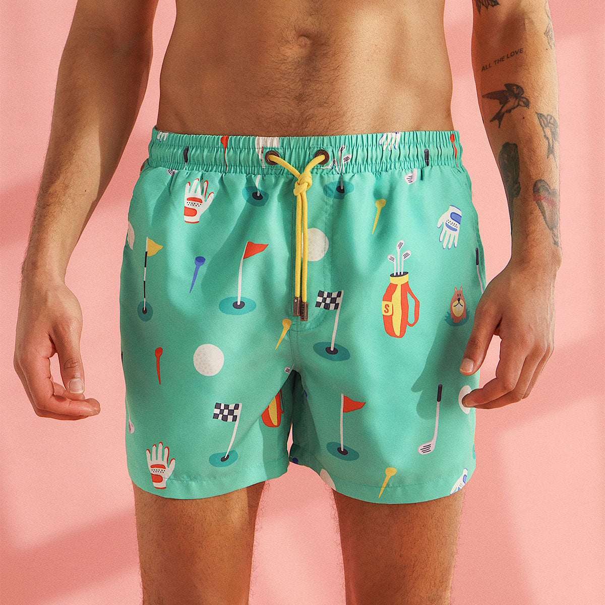 In The Hole Mens Swim Shorts in Green