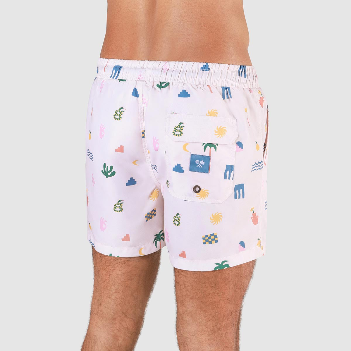 Zesty Zorba Mens Swim Shorts in Ecru