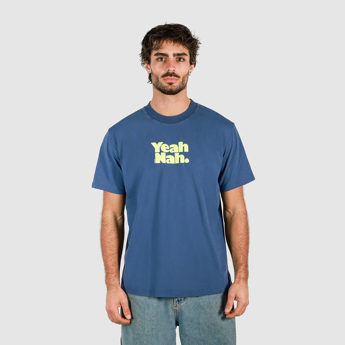 Yeah Nah Slang Tee in Navy