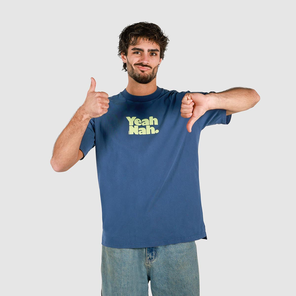 Yeah Nah Slang Tee in Navy
