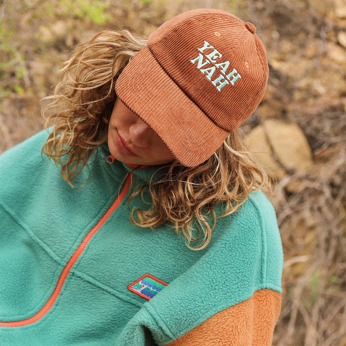 Yeah Nah Cord Cap in Tobacco