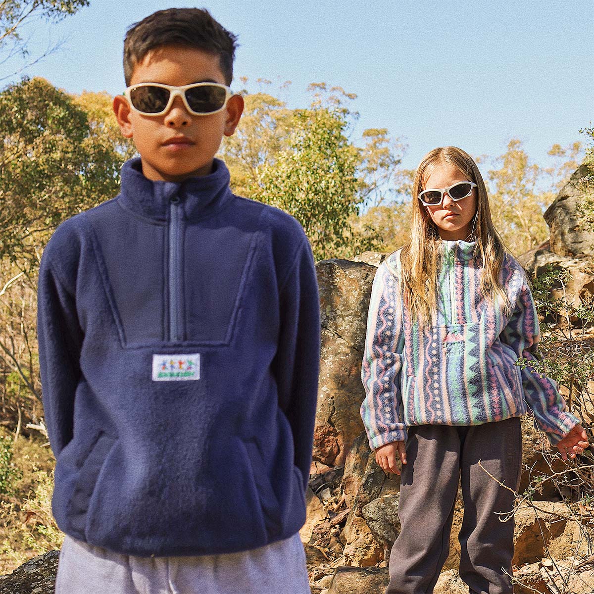 Kids Polar Fleece Half Zip in Dark Denim