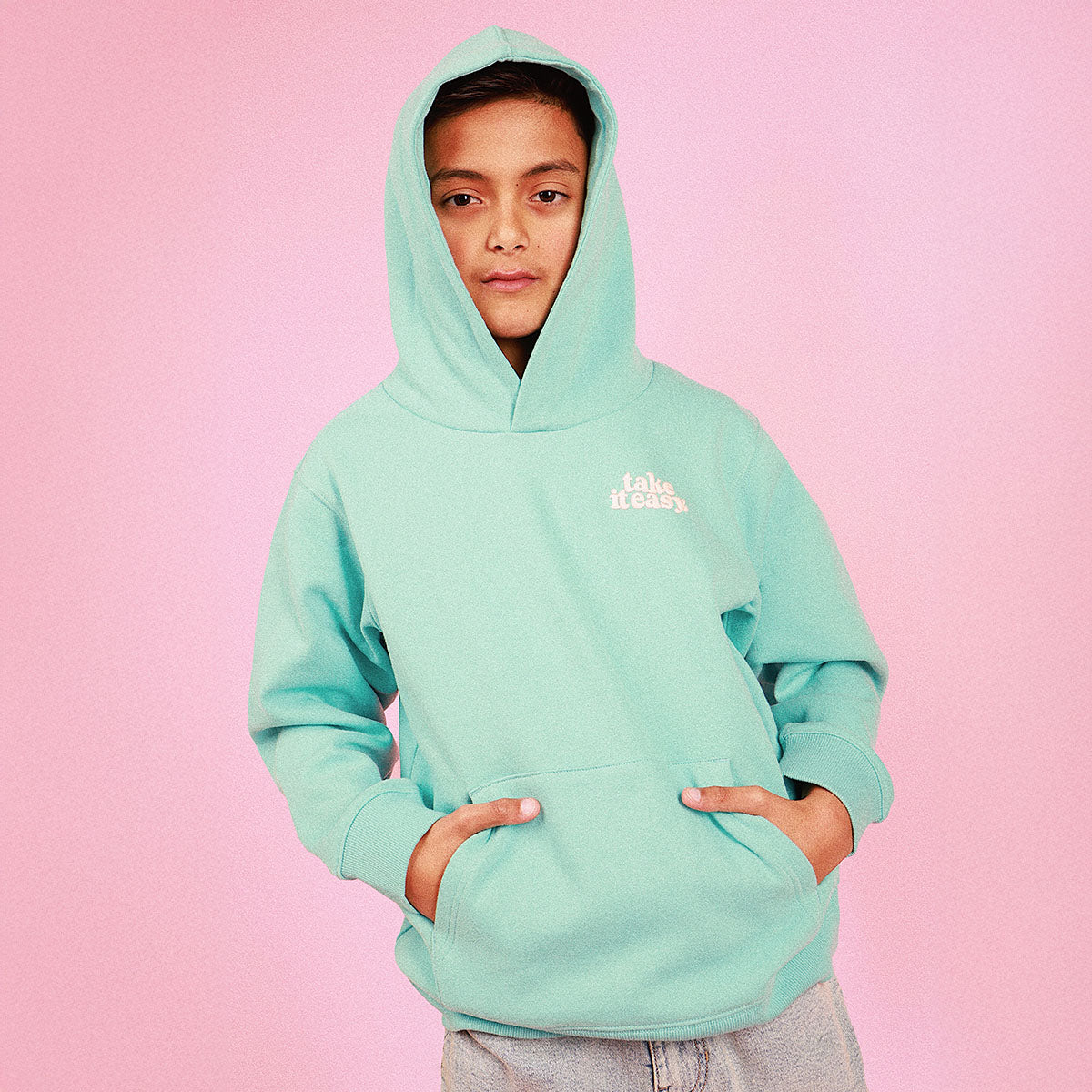 Take It Easy Kids Slang Hoodie in Moss