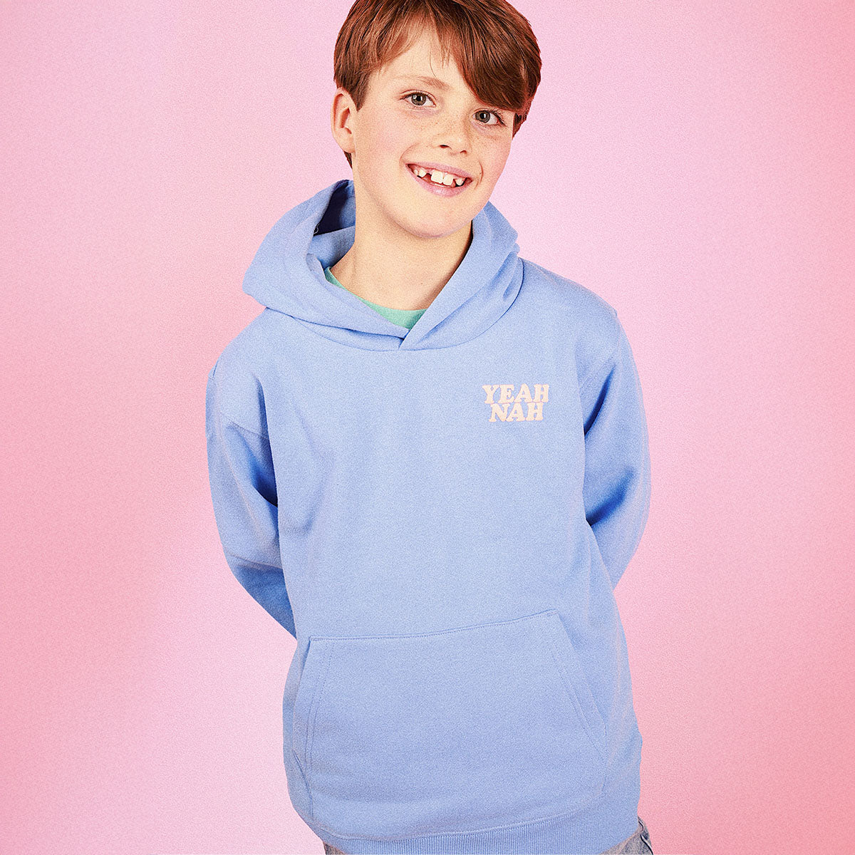 Yeah Nah Kids Slang Hoodie in Blue