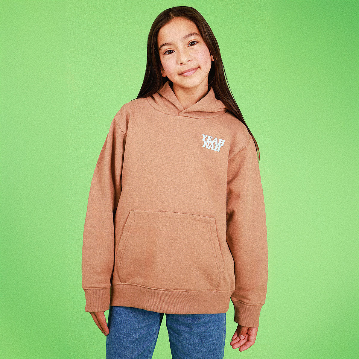 Yeah Nah Kids Slang Hoodie in Mocha