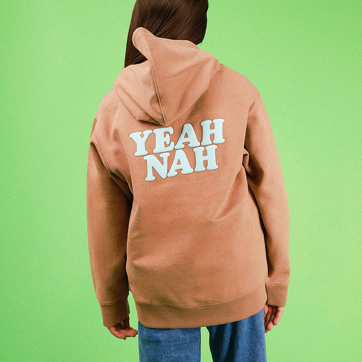 Yeah Nah Kids Slang Hoodie in Mocha
