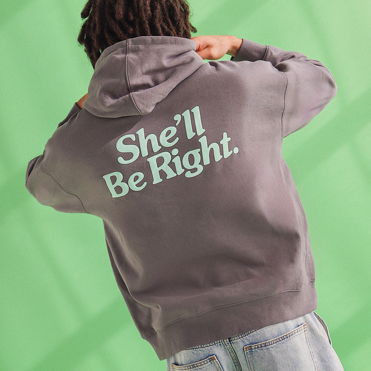 She'll Be Right Slang Hoodie In Charcoal