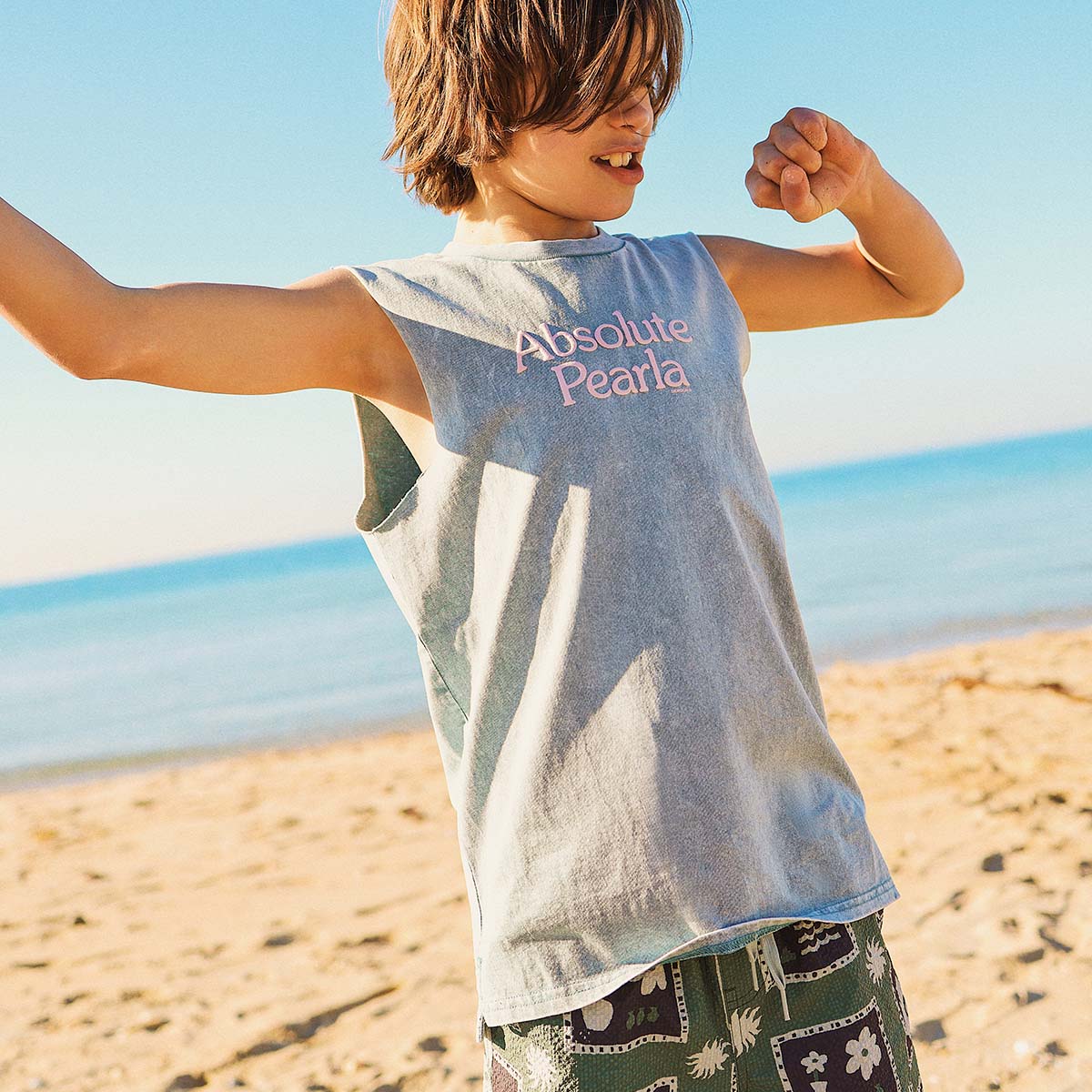 Absolute Pearla Kids Muscle Tank in Light Blue