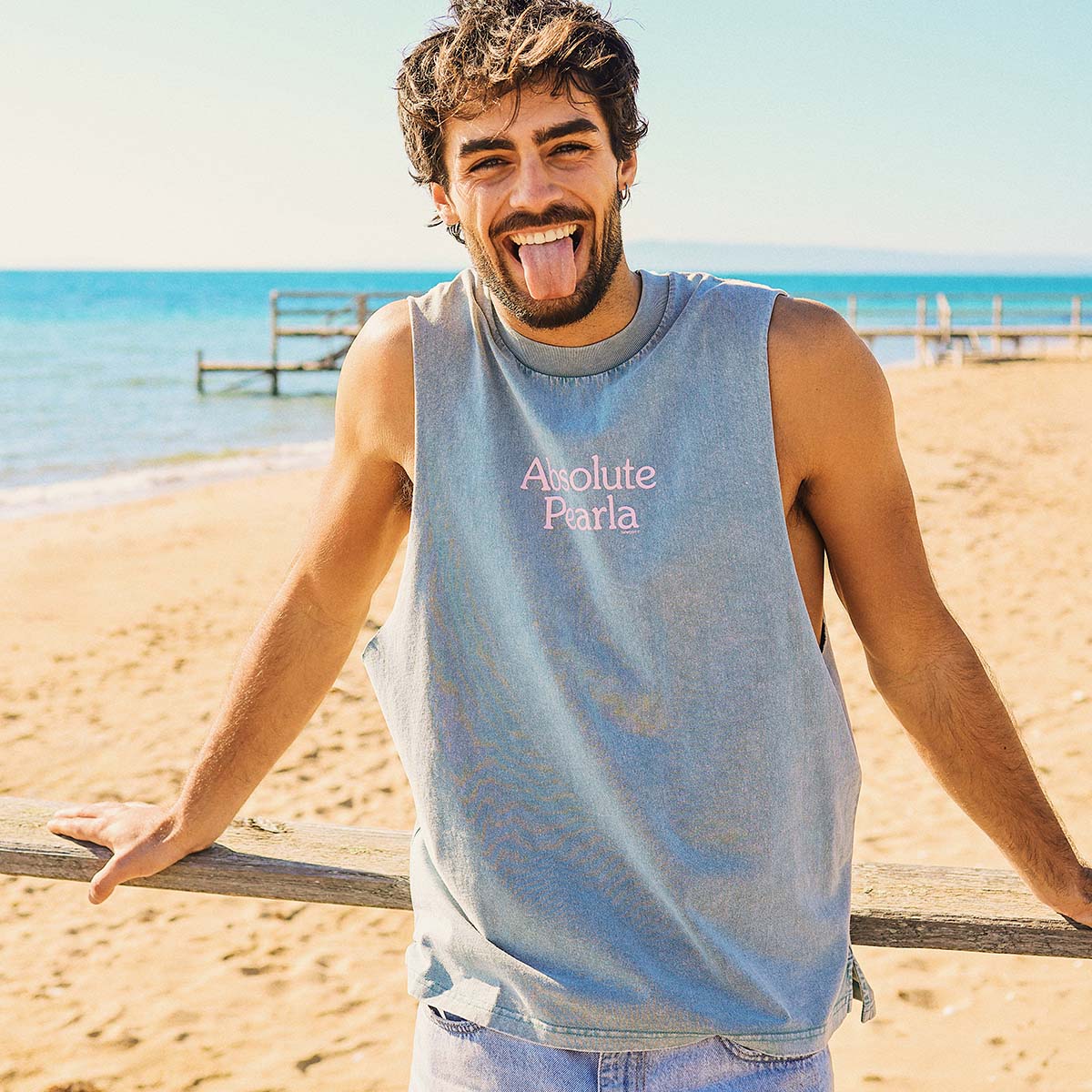 Absolute Pearla Muscle Tank in Light Blue