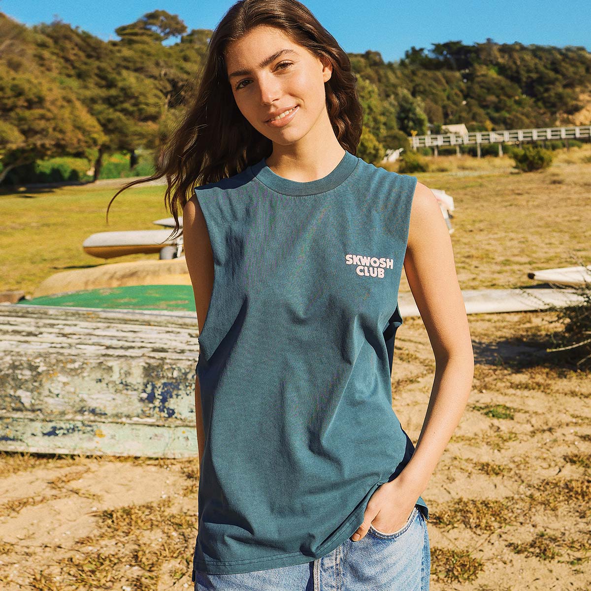 Tool in the Shed Slang Muscle Tank in Navy