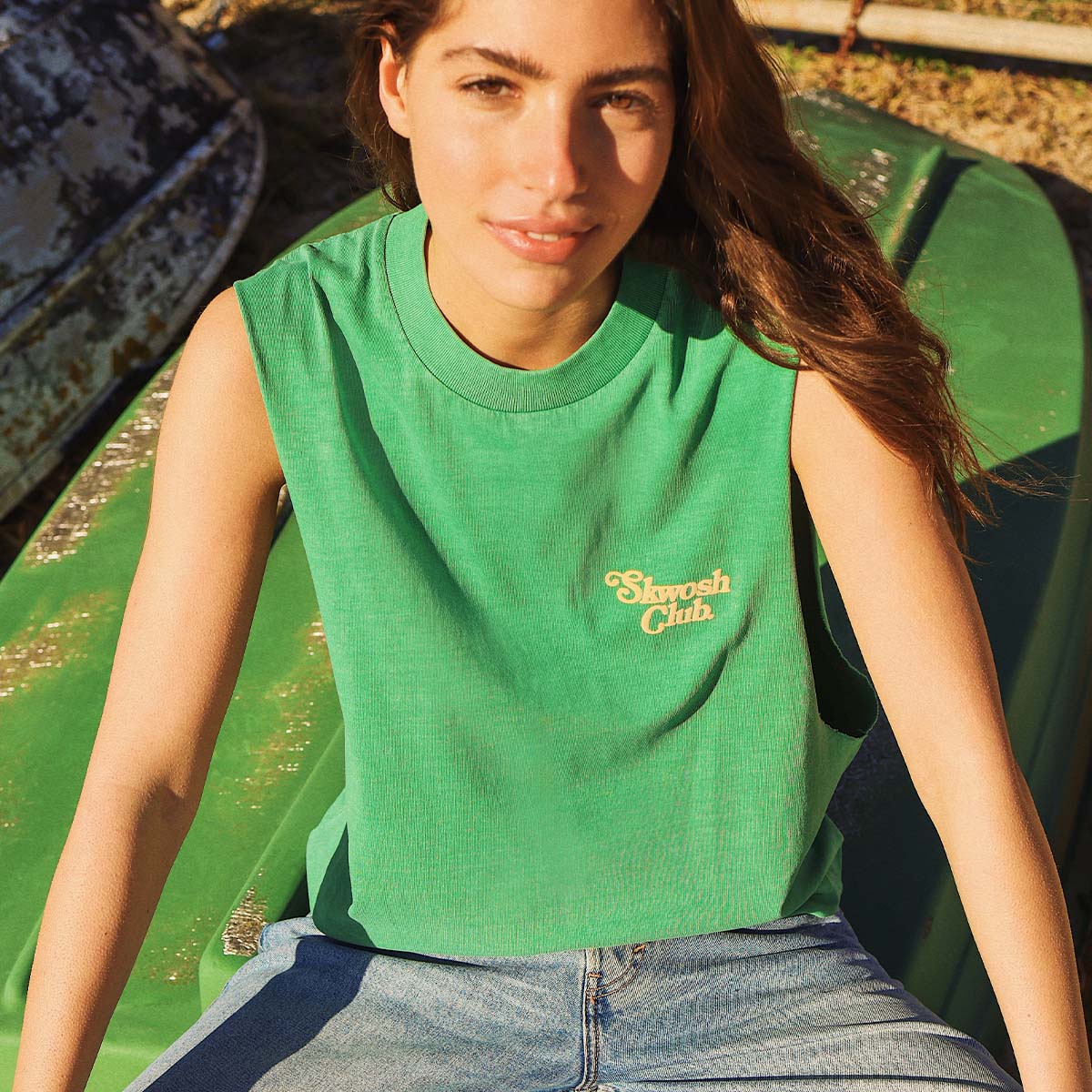 You Little Ripper Slang Muscle Tank in Green