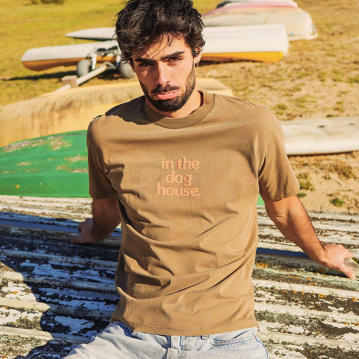 Dog House Slang Tee in Brown