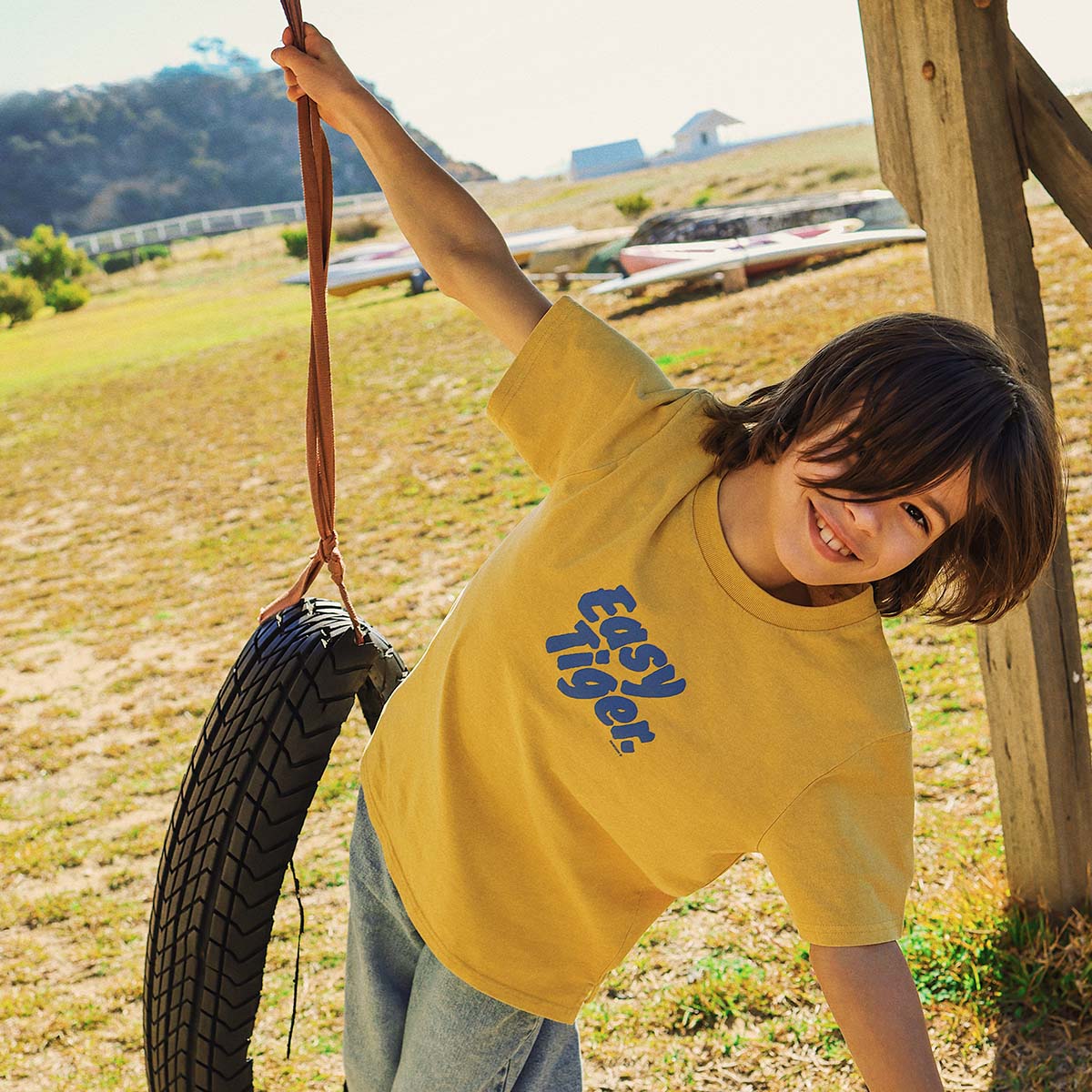 Easy Tiger Kids Slang Tee in Mustard