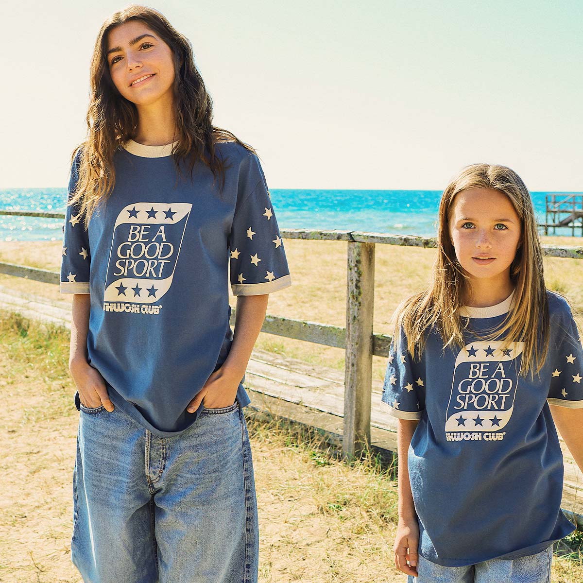Good Sport Kids Boxy Ringer Tee in Blue