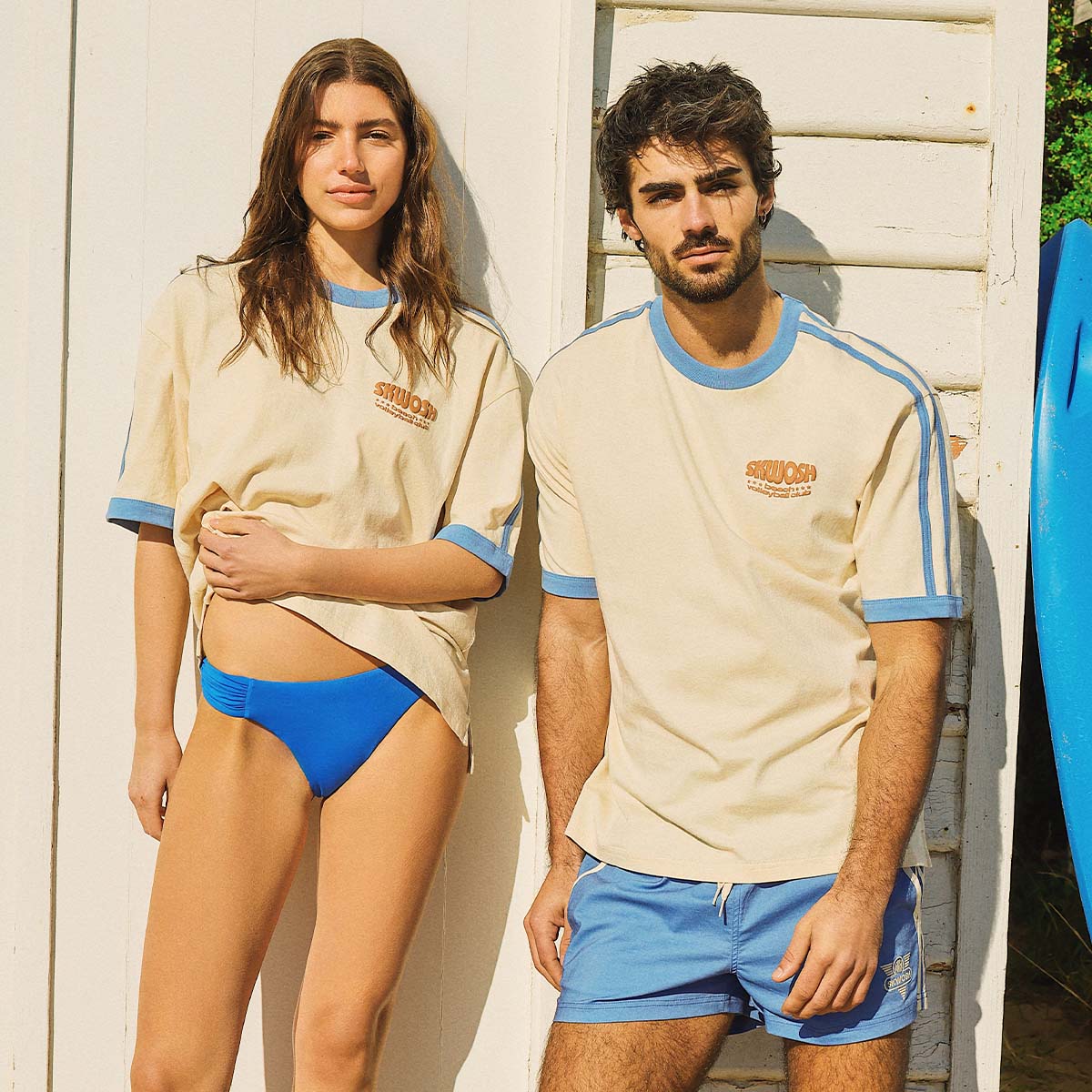 Volleyball Club Boxy Ringer Tee in Off White