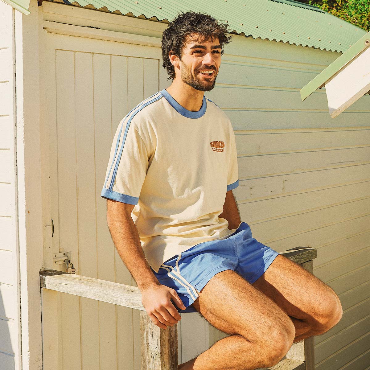 Volleyball Club Boxy Ringer in Off White