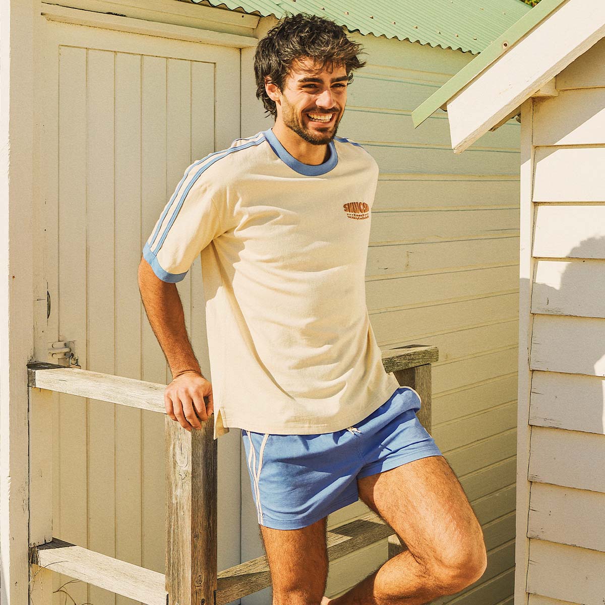 Volleyball Club Boxy Ringer in Off White