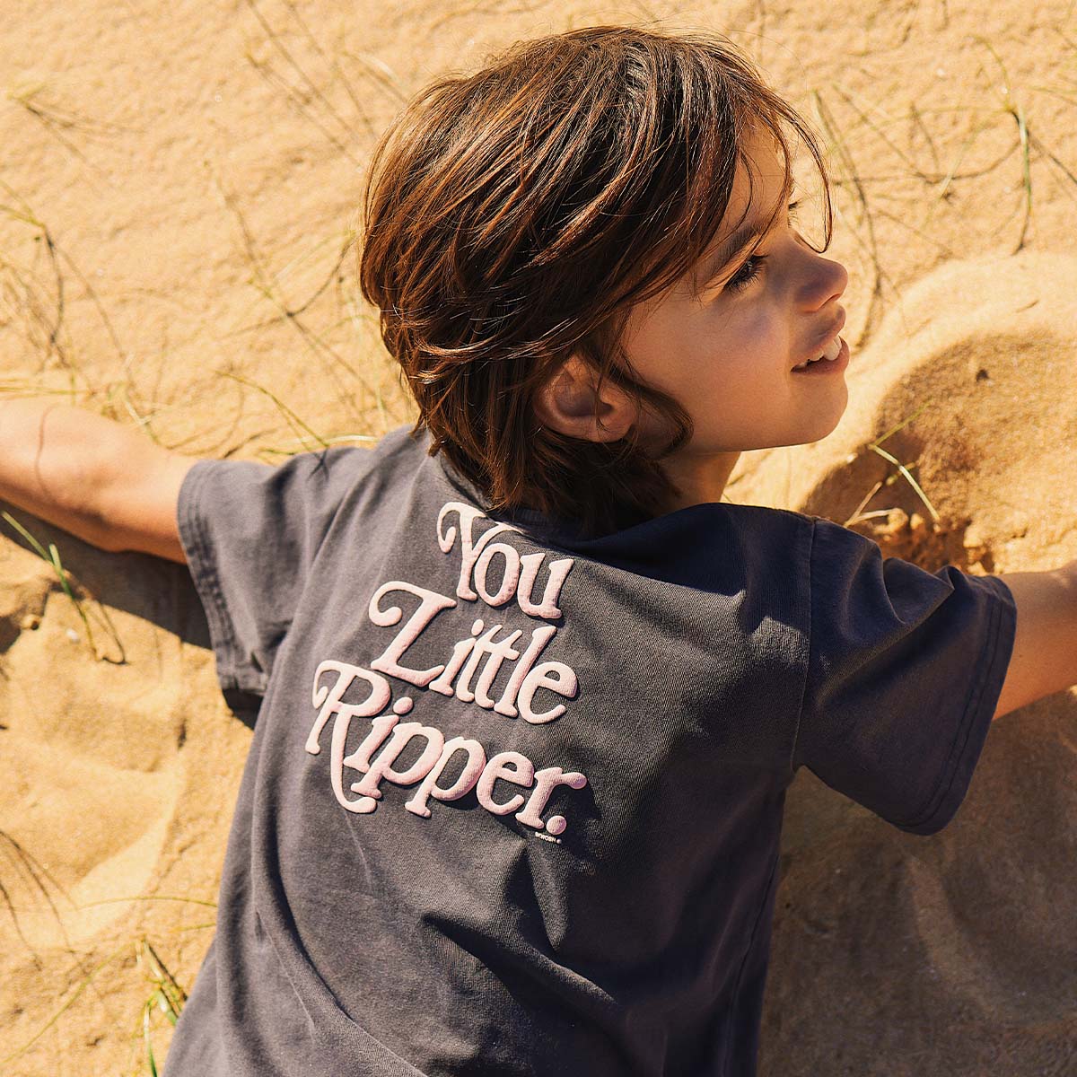 You Little Ripper Kids Slang Tee in Charcoal