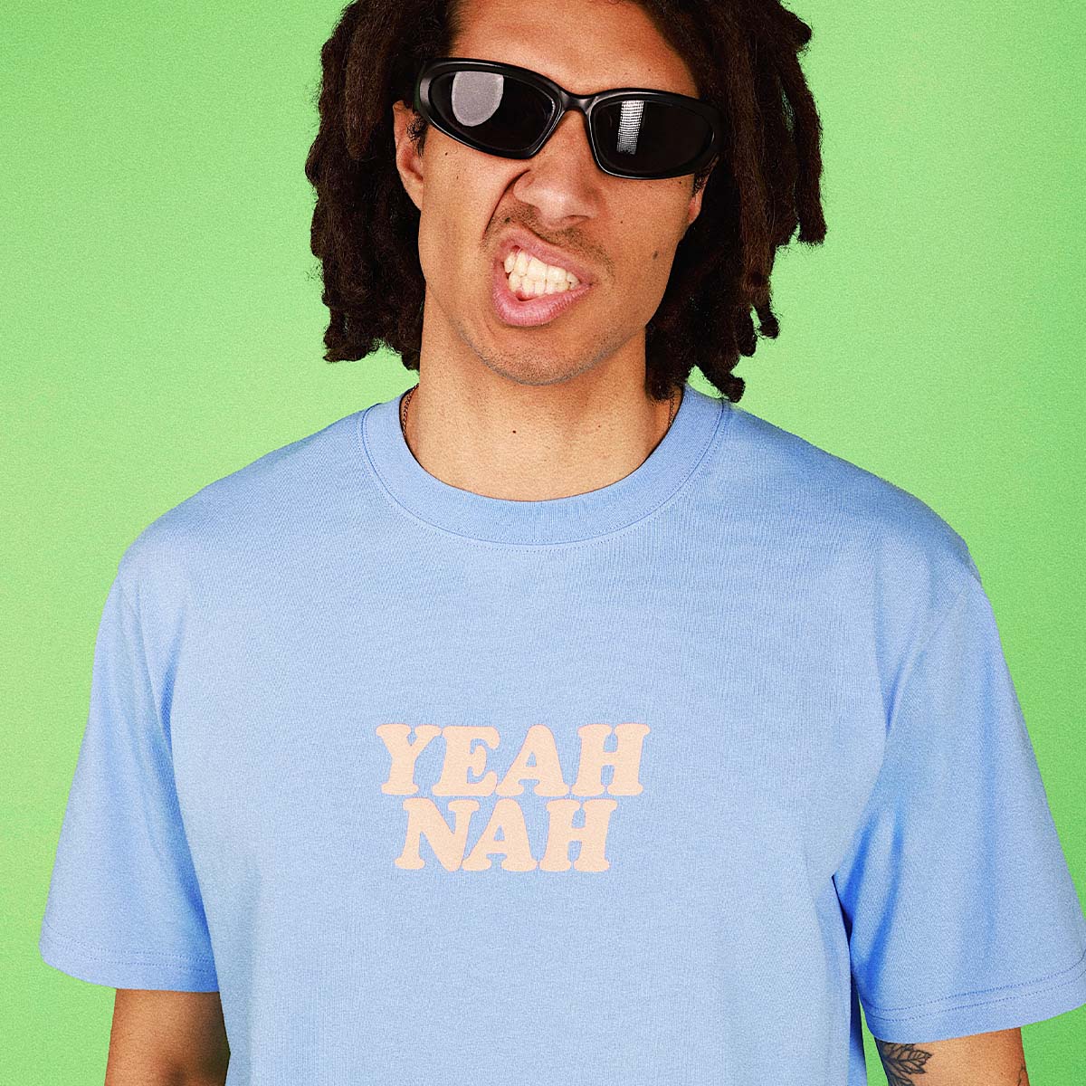 Yeah Nah Slang Tee in Blue