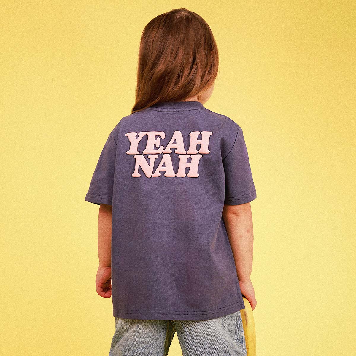 Yeah Nah Kids Slang Tee in Navy
