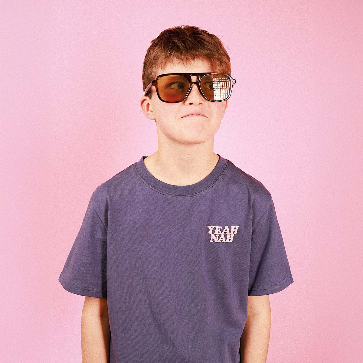 Yeah Nah Kids Slang Tee in Navy