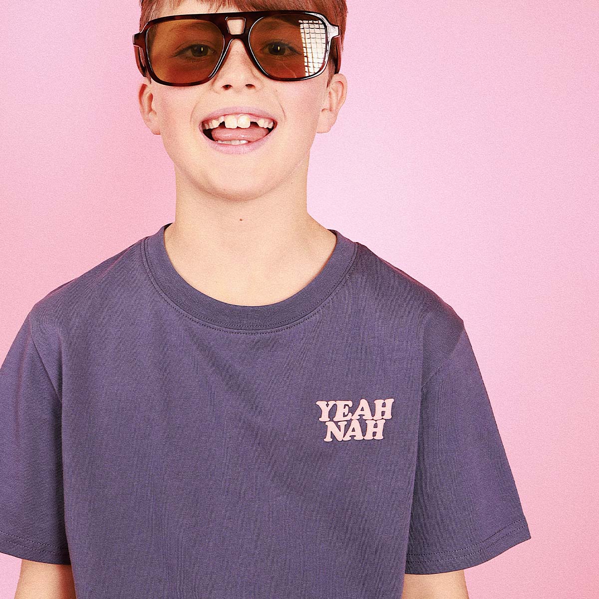 Yeah Nah Kids Slang Tee in Navy