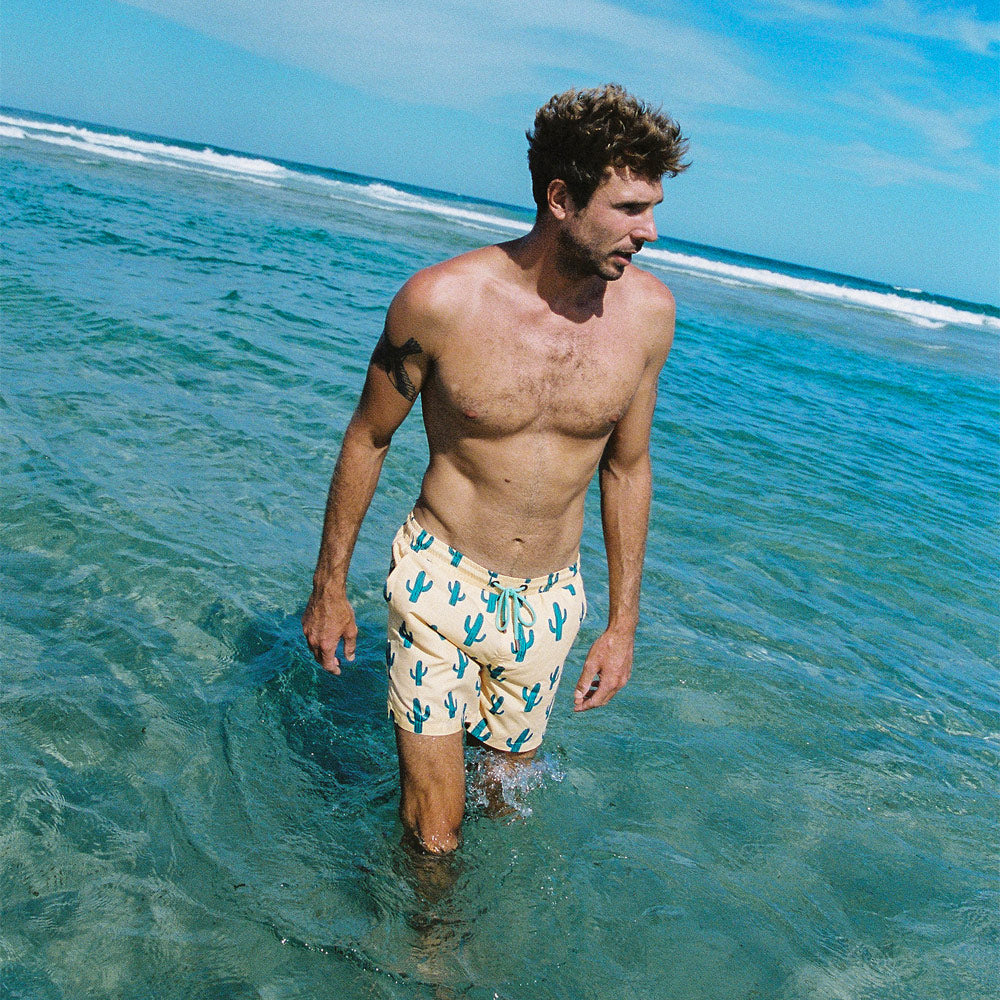 Cactus Jack Mens Swim Shorts in Yellow