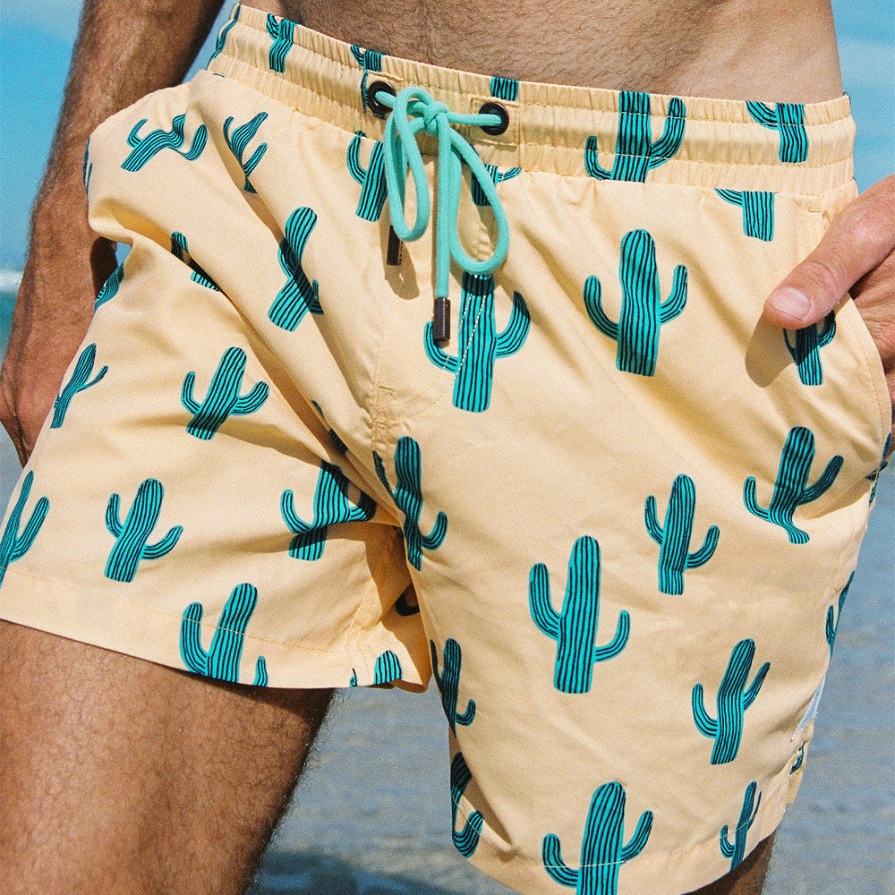 Cactus Jack Mens Swim Shorts in Yellow