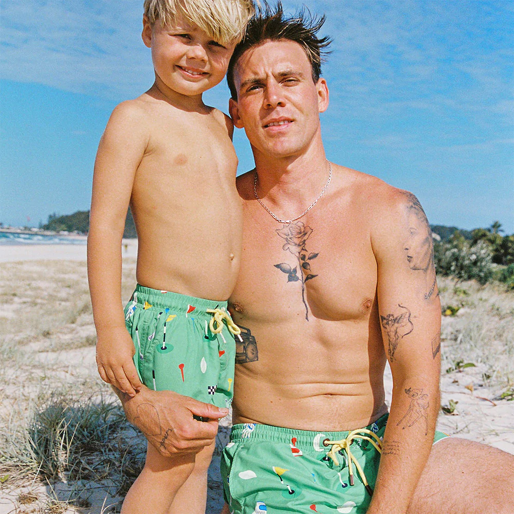 In The Hole Kids Swim Shorts in Golfing Green