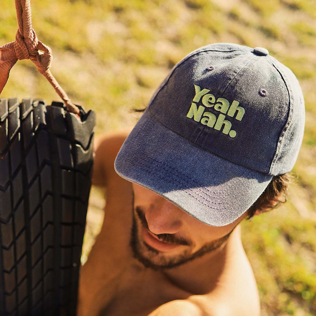 Yeah Nah Cotton Cap in Navy