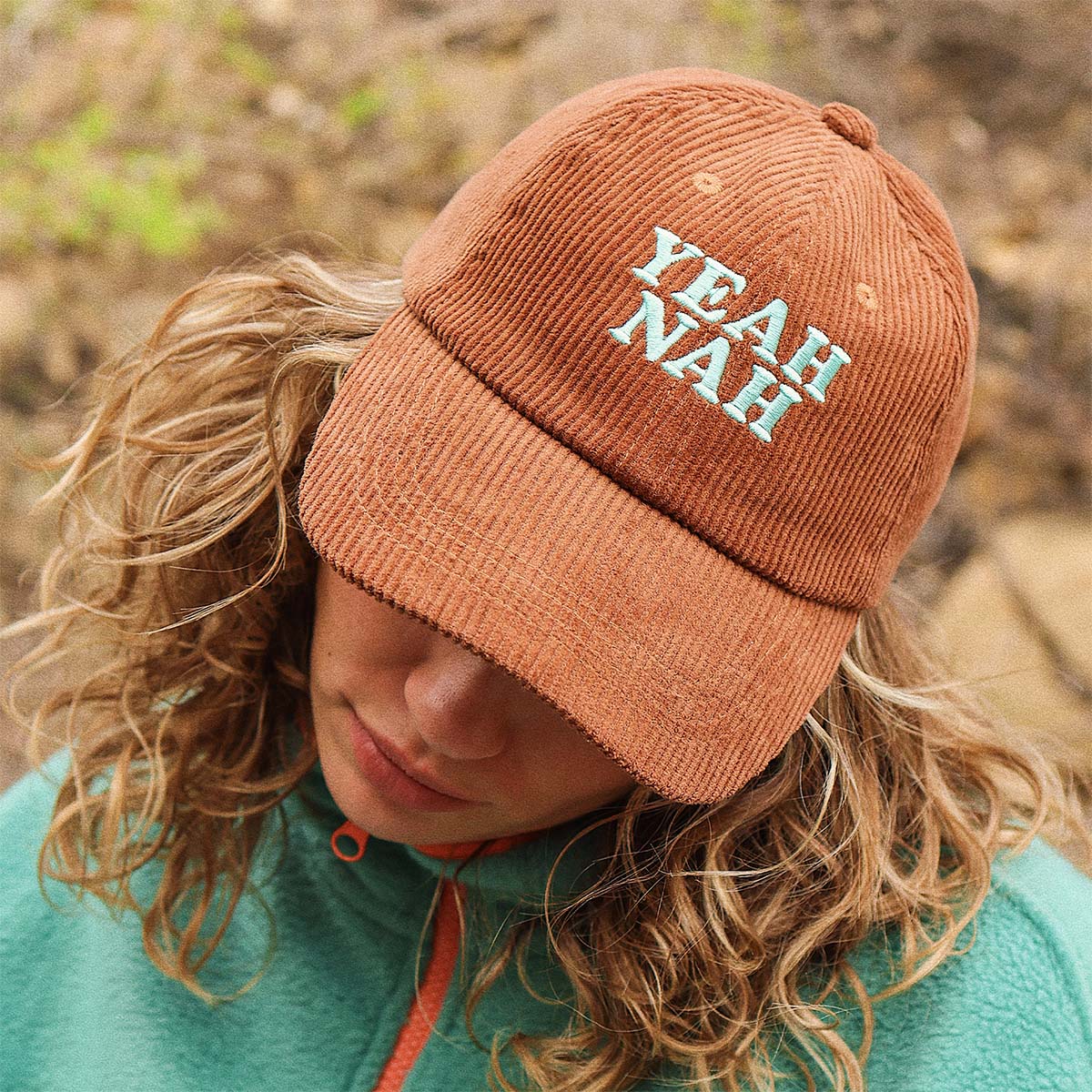 Yeah Nah Cord Cap in Tobacco