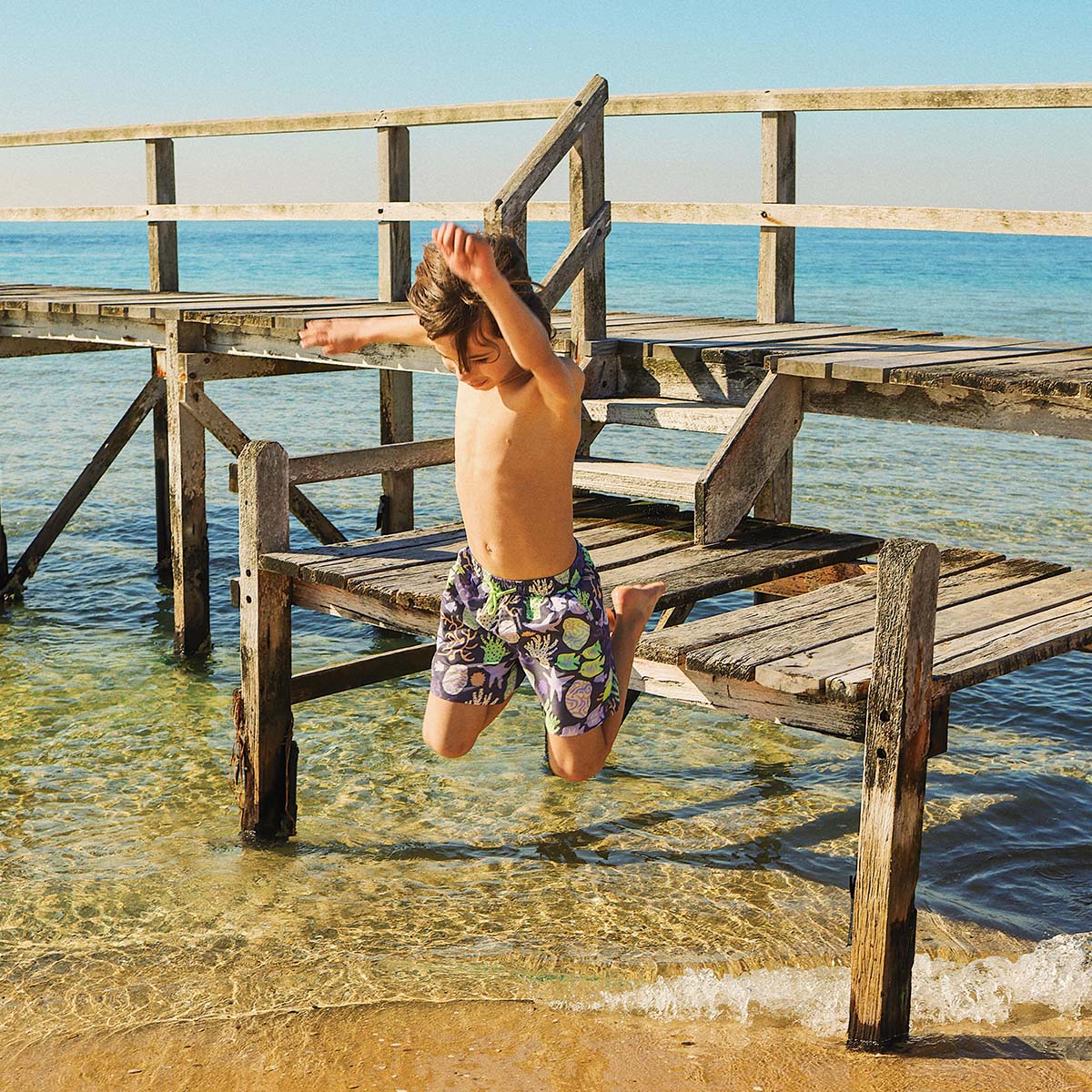 Coral Chaos Boys Swim Shorts in Charcoal