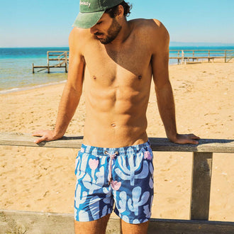 Prickly Business Mens Swim Shorts in Navy