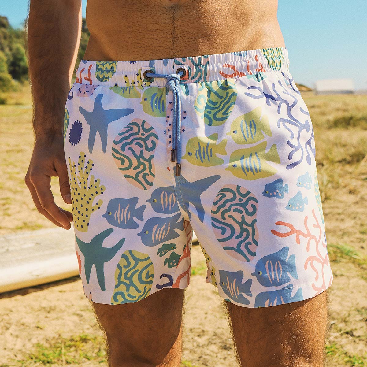 Reef Ruckus Mens Swim Shorts in White